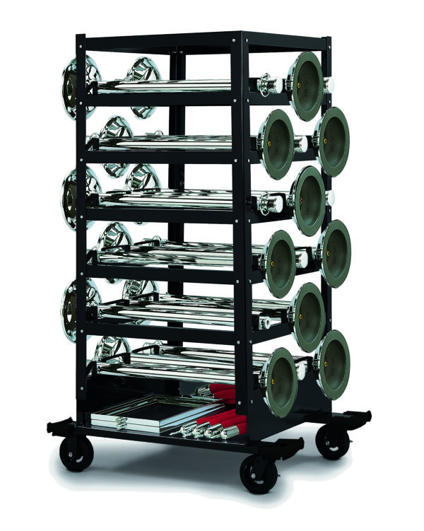 3035 Deluxe Storage Cart filled to capacity with posts. velour ropes, and signs