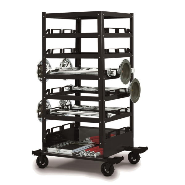 3035 Deluxe Storage Cart with posts. velour ropes, and signs. Lawrence Metal, Tensator, Tensabarrier, Queueway,