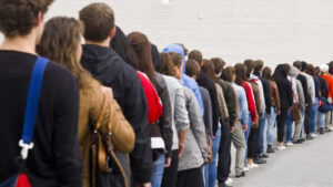 Image of people waiting in line